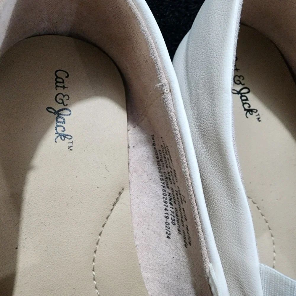 Cat Jack Girls White Studded Ballet Flats Shoes Kids Size 12‎
